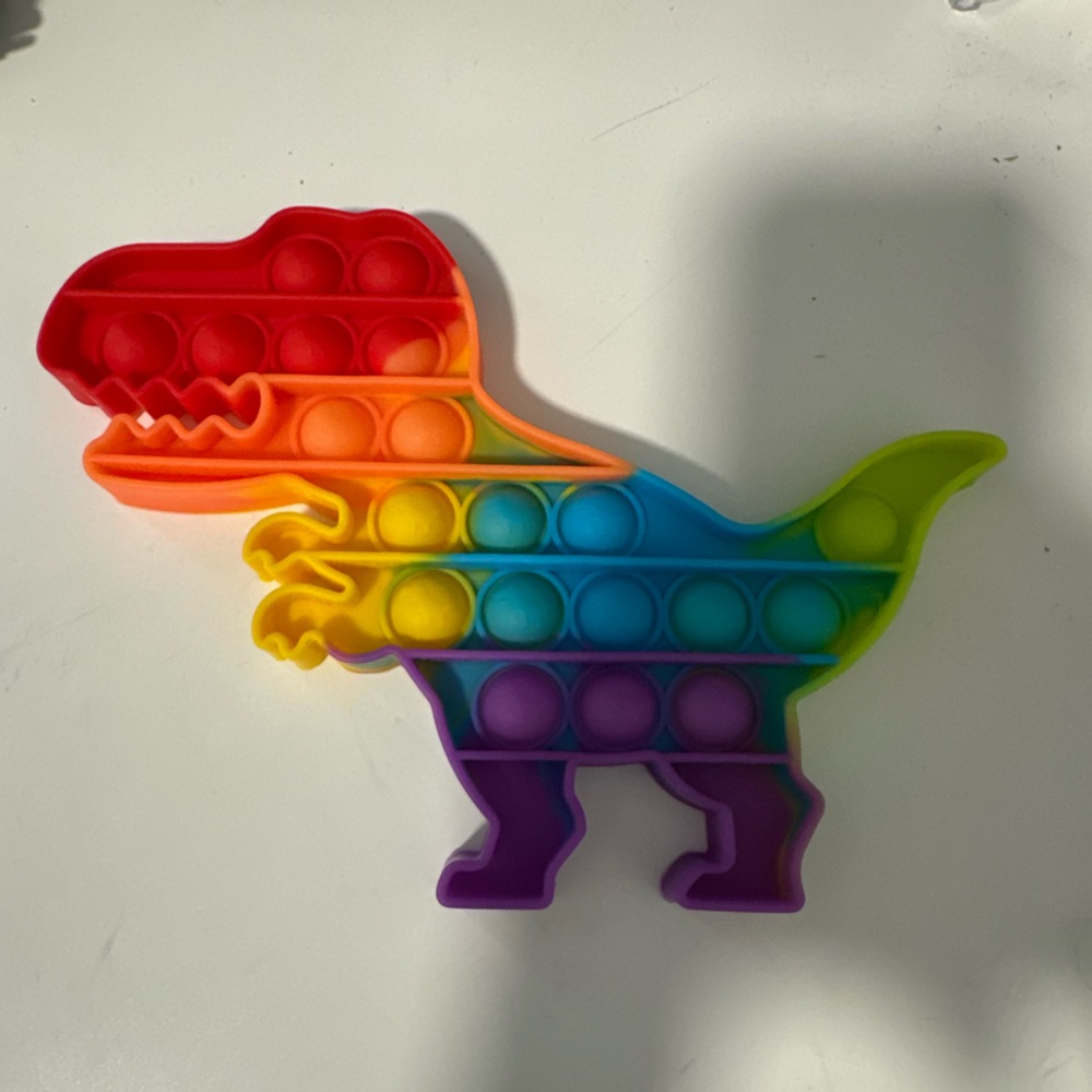 POP IT Dinosaur Shaped Rainbow Color Popper Fidget Toys Push Pop Bubble Sensory - Picture 3 of 5
